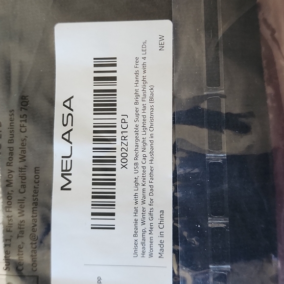 NWT Melasa: Beanie w8th LED Light, USB Rechargeable Hands Free Headlamp, Black - Picture 4 of 6